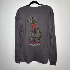 Simply Southern Merry Black Lab Christmas T Shirt Large NWT
